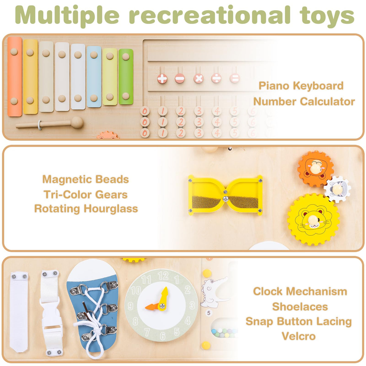 Foldable Wooden Baby Playpen with Toy Set E3185
