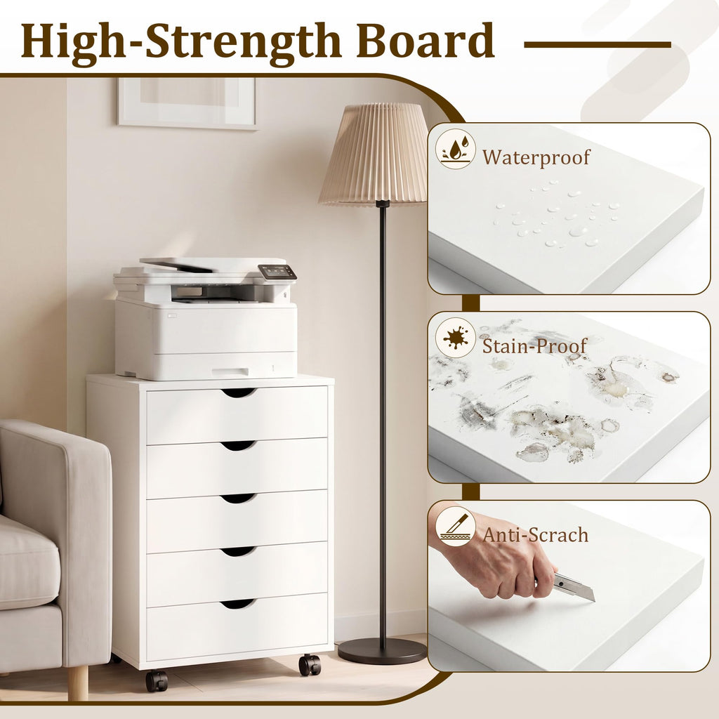 White 5 Drawer Rolling Storage Cabinet X99608