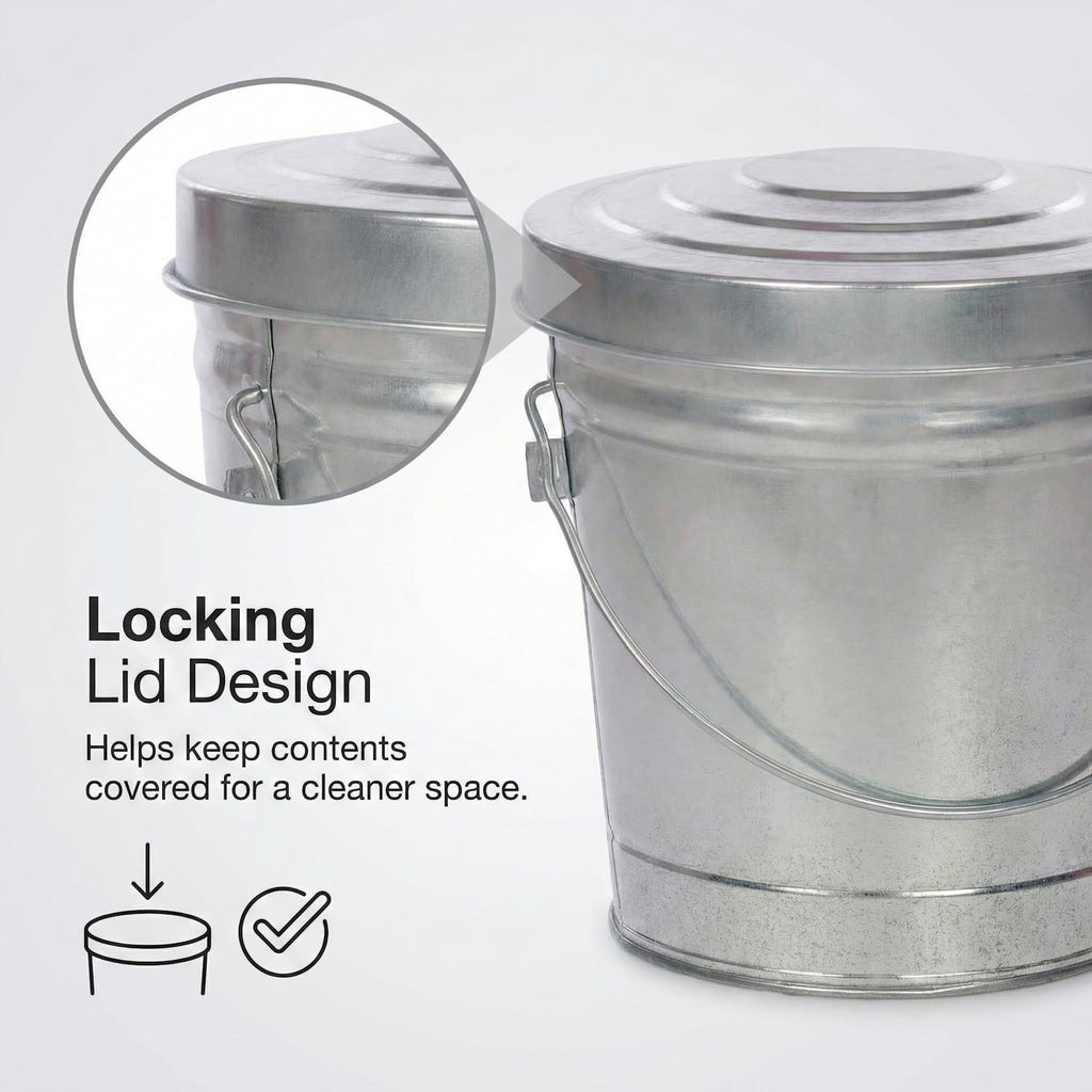 6 Gallon Galvanized Metal Trash Can with Locking Lid Q32005