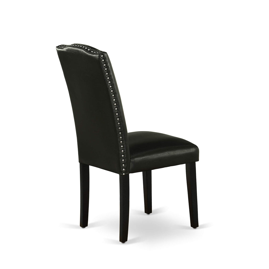 5 Piece Round Dining Table Set with 4 Black Faux Leather Chairs Y741827