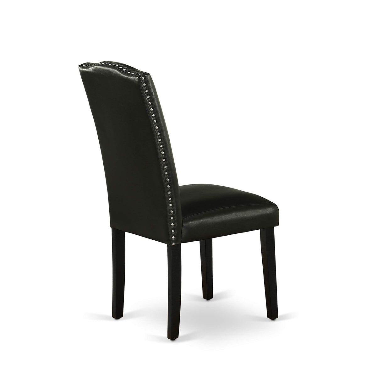 5 Piece Round Dining Table Set with 4 Black Faux Leather Chairs Y741827