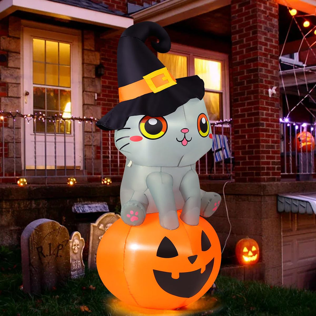 6 FT Halloween Inflatables Cat with Built-in LEDs E800799