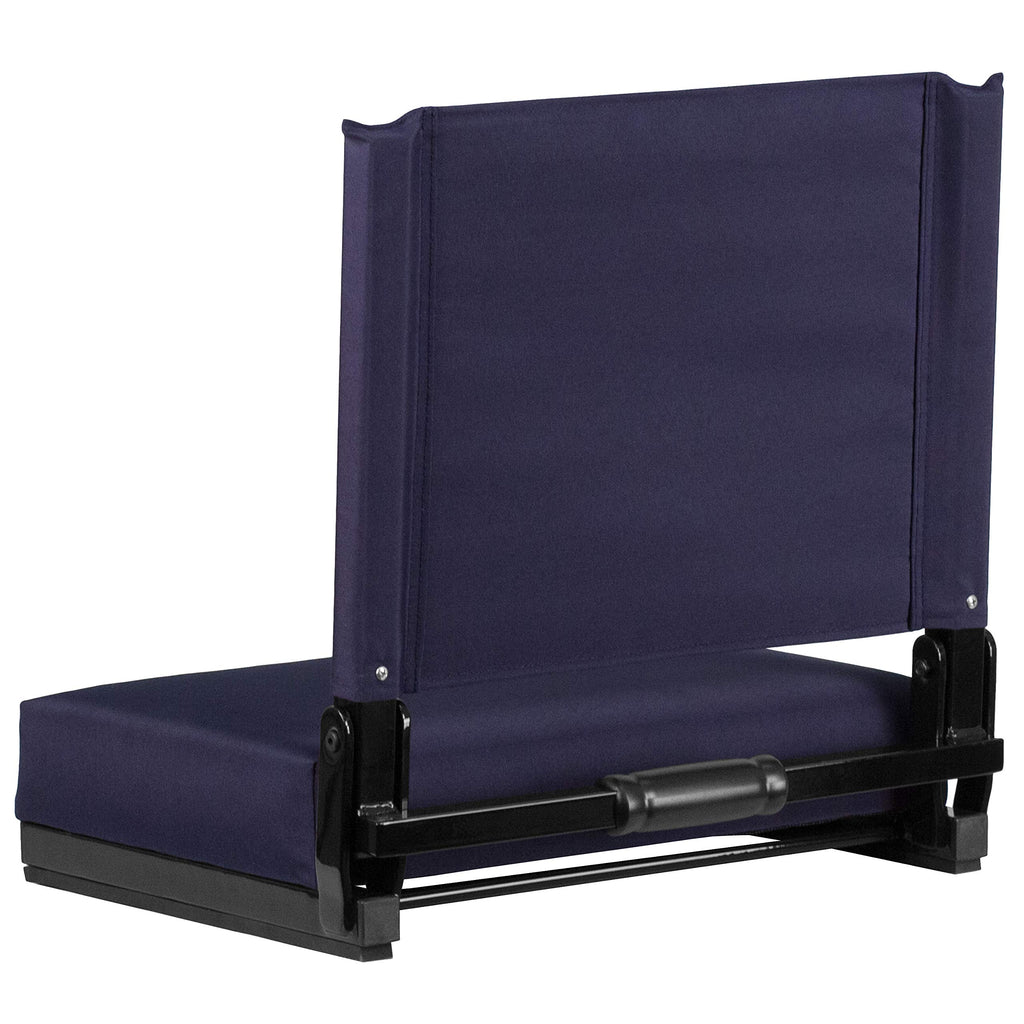 Portable Folding Padded Stadium Chair with Carrying Handle, Navy H879846