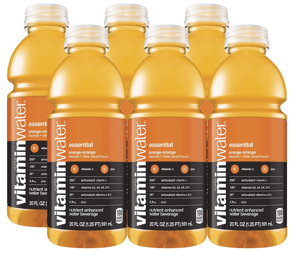 Orange Electrolyte Enhanced Bottled Water with Vitamins, 20-Ounce (Pack of 6) E143179
