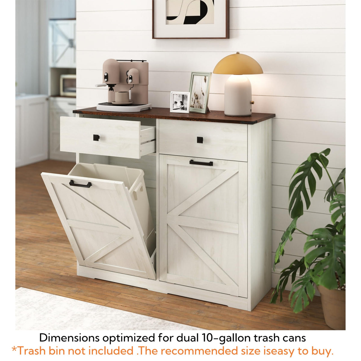 20 Gallon Double Tilt Out Kitchen Trash Can with Hideaway Drawer E540
