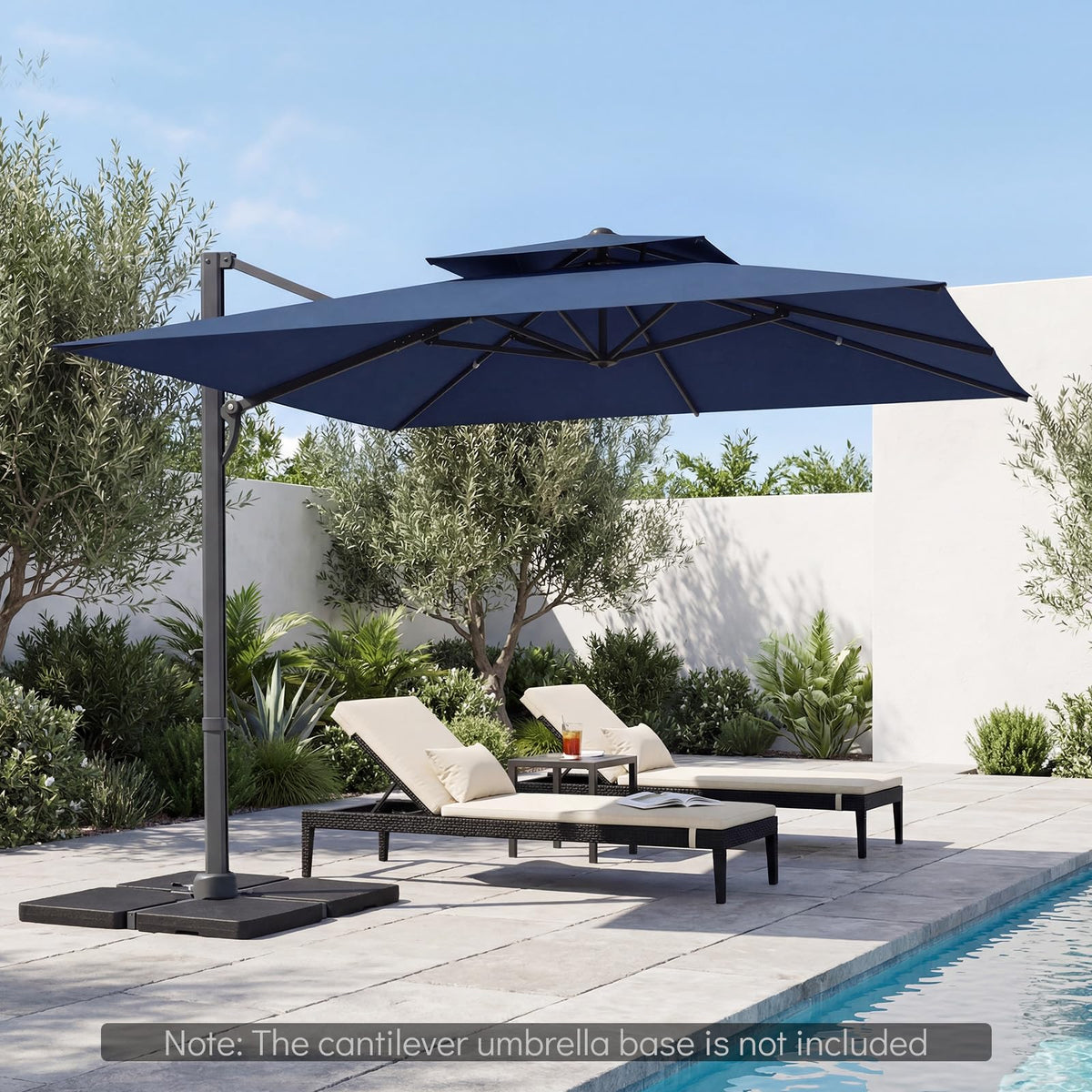 10 FT Navy Blue Cantilever Patio Umbrella R231310