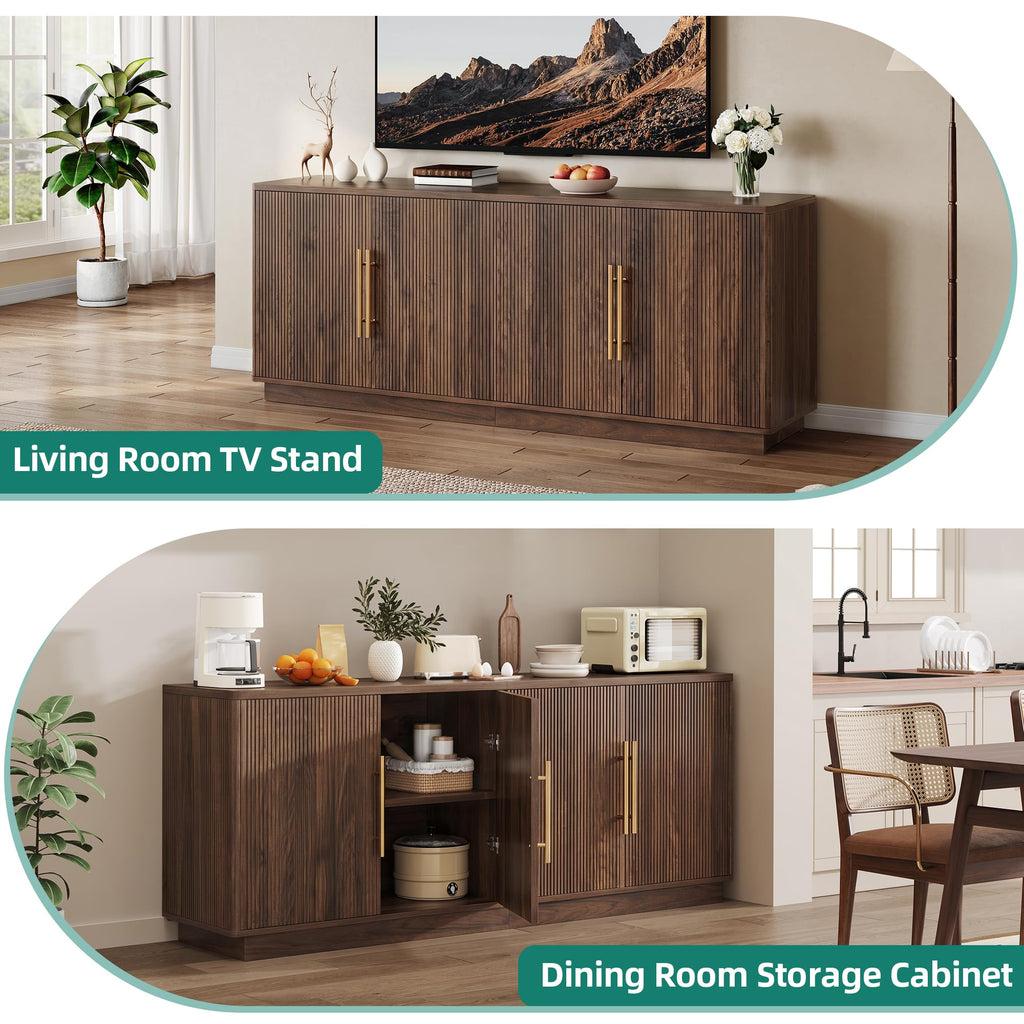 70" TV Stand with 4 Fluted Doors H628116