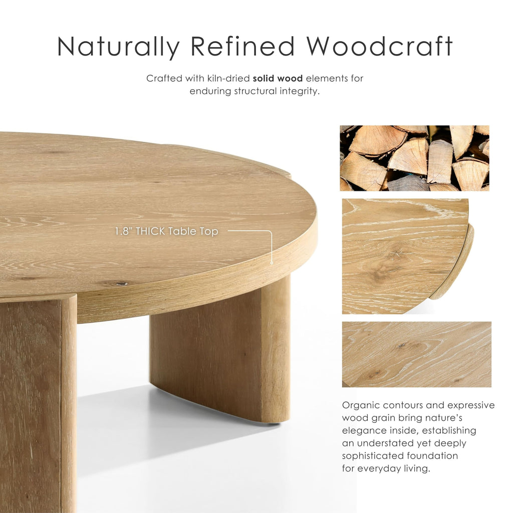 42” Round Oak Finish Wood Coffee Table P485430