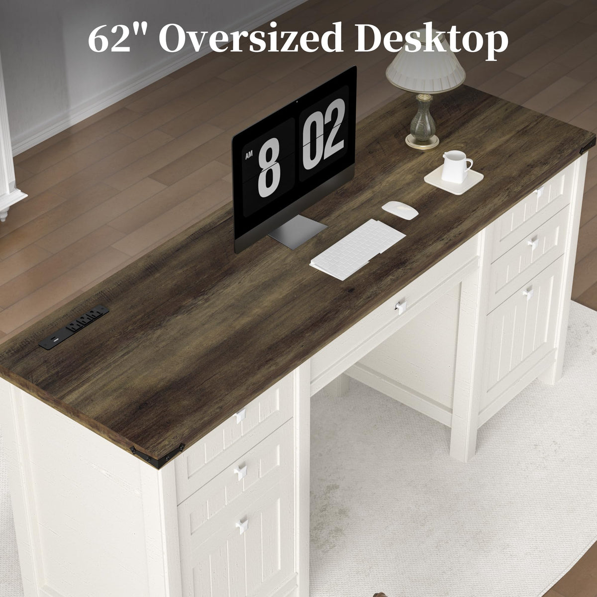 62" Executive Desk with File Drawer & Cabinet L165