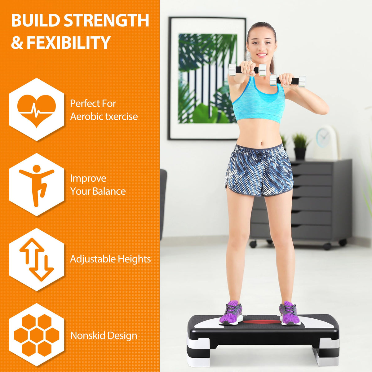 30'' Adjustable Non-Slip Aerobics Stepper Q473602