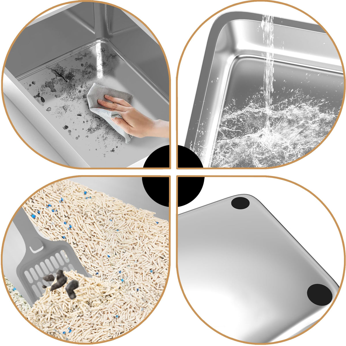XL Stainless Steel Sifting Cat Litter Box with Scoop G380239