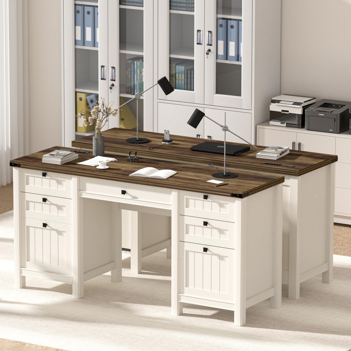 62" Executive Desk with File Drawer & Cabinet L165