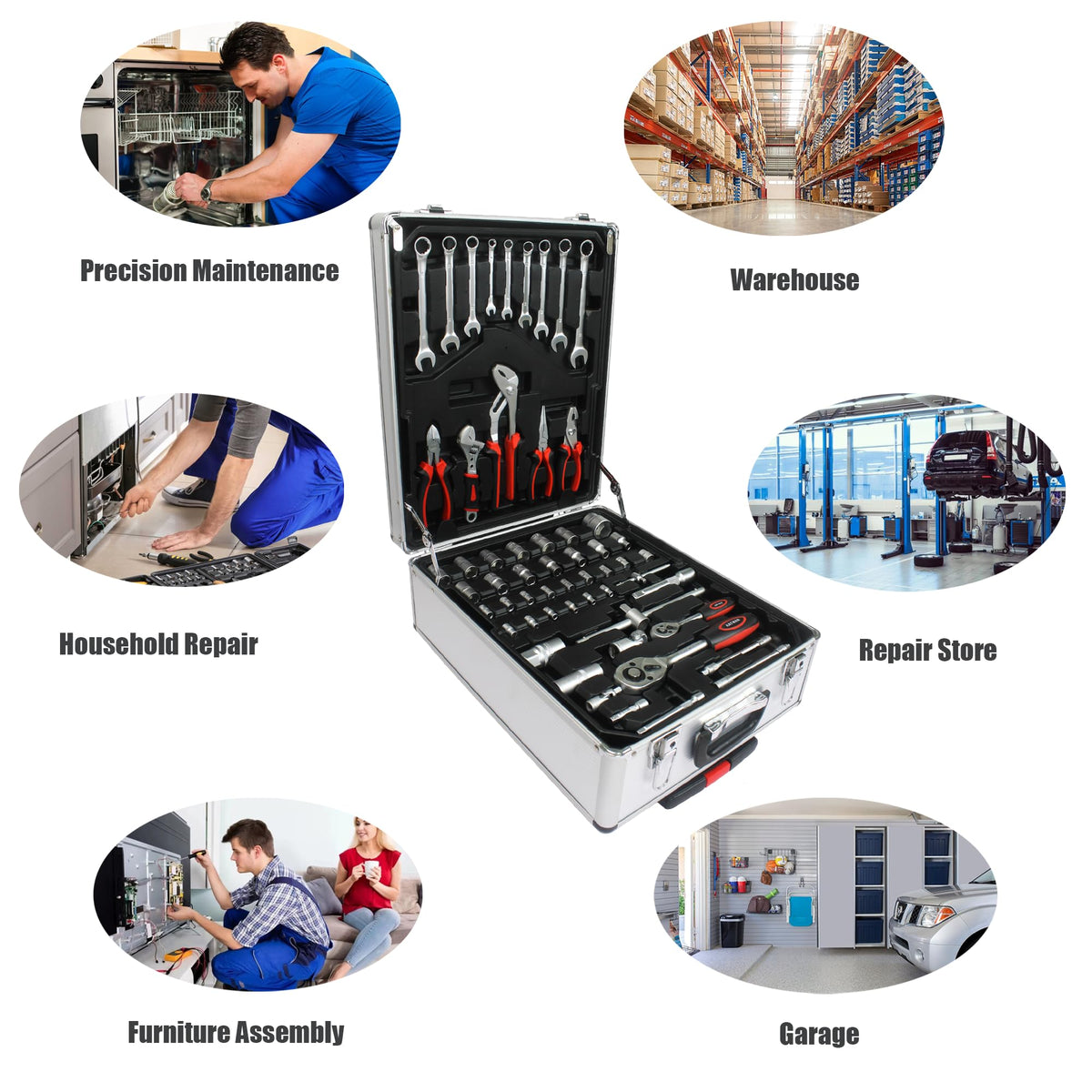 899-Piece Household Tool Set with Rolling Case Q24361