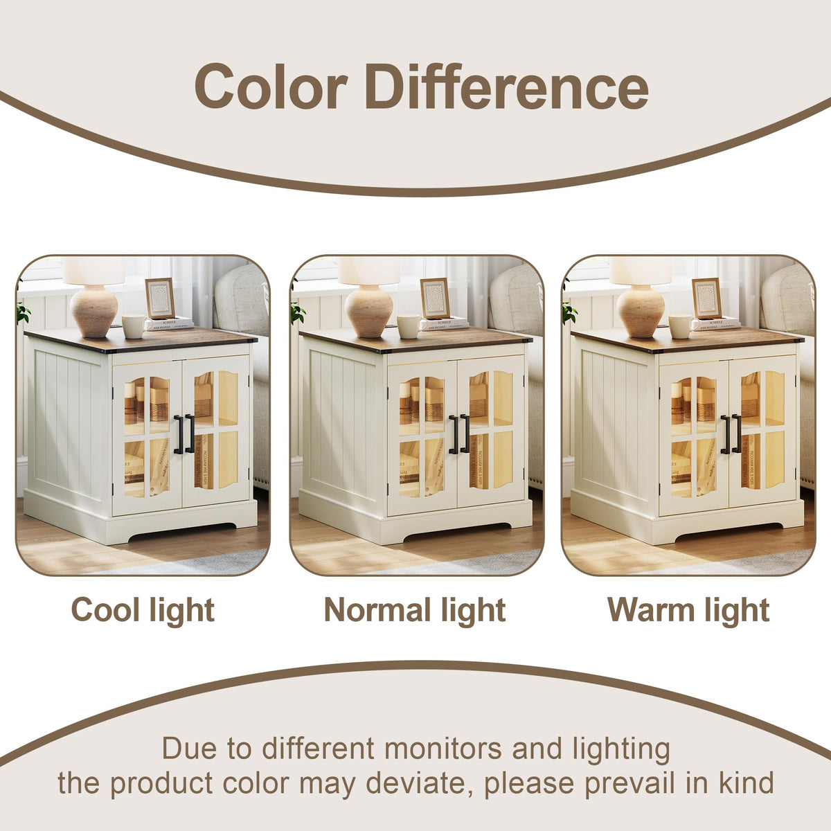 24" Farmhouse End Tables Set of 2 with LED K958468