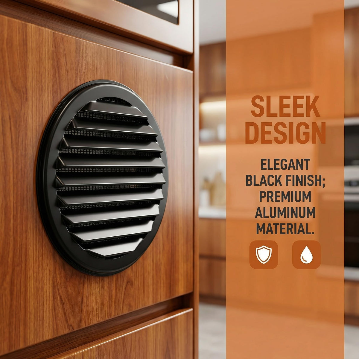 Black 2 Inches Round Aluminum Louver with Insect Screen L26707
