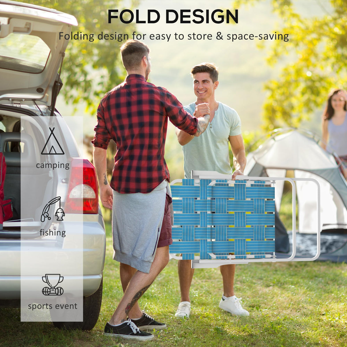 Set of 2 Blue Patio Folding Chairs F63440