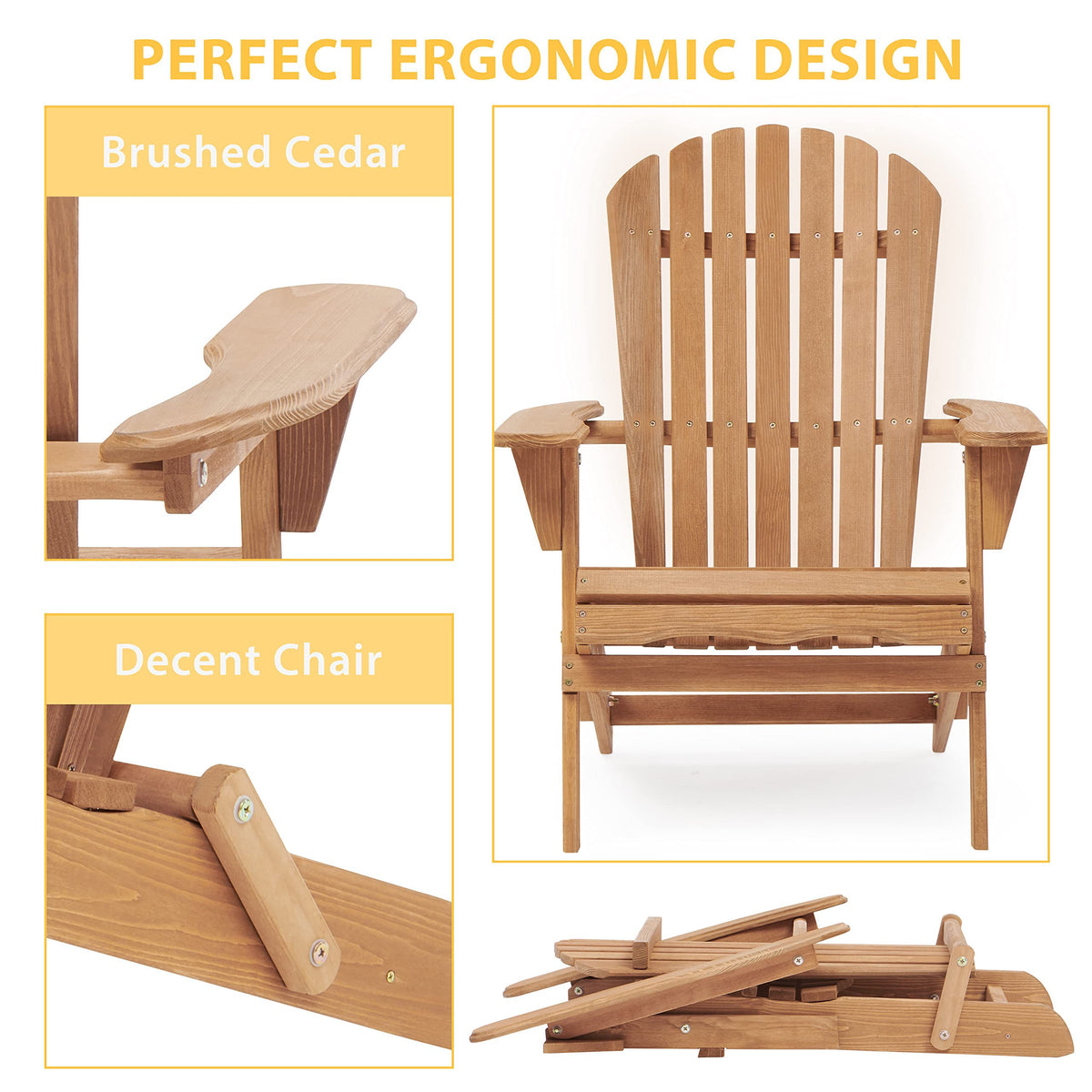 Cedar Folding Adirondack Chair Set of 2 M99979