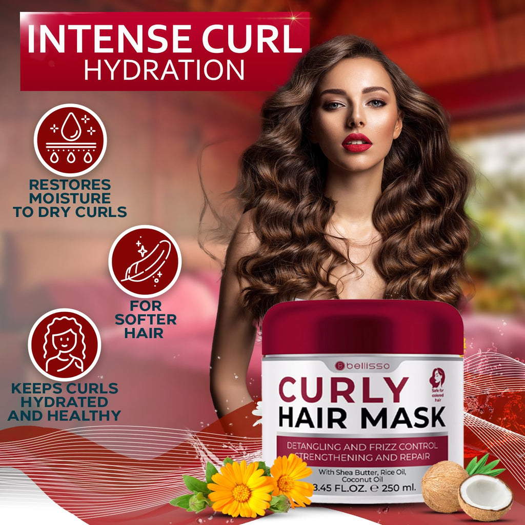 Curly Hair Shampoo and Conditioner Set and Mask U86656