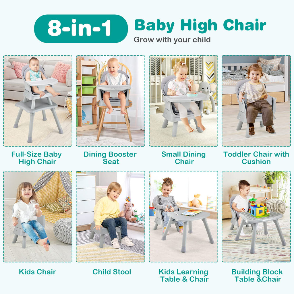 8 in 1 Convertible High Chair with Removable Tray M197