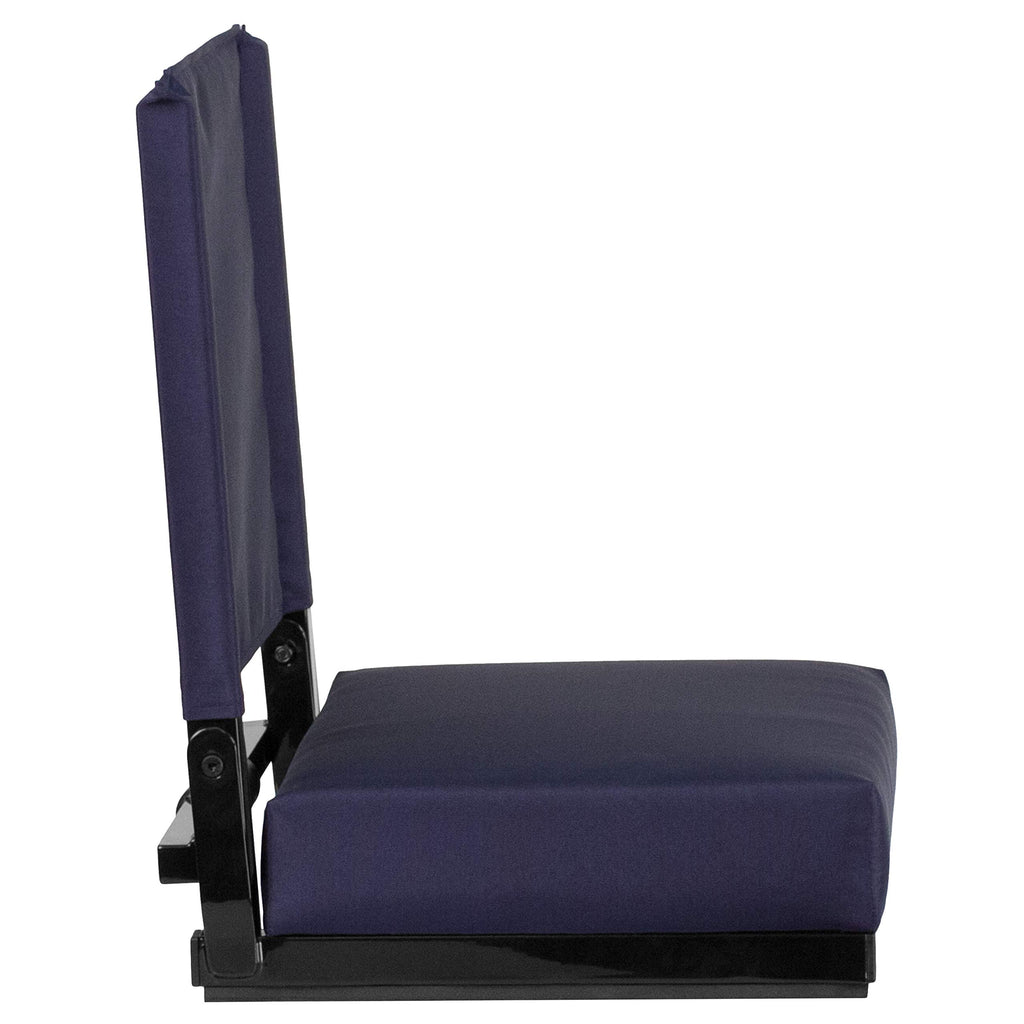 Portable Folding Padded Stadium Chair with Carrying Handle, Navy H879846