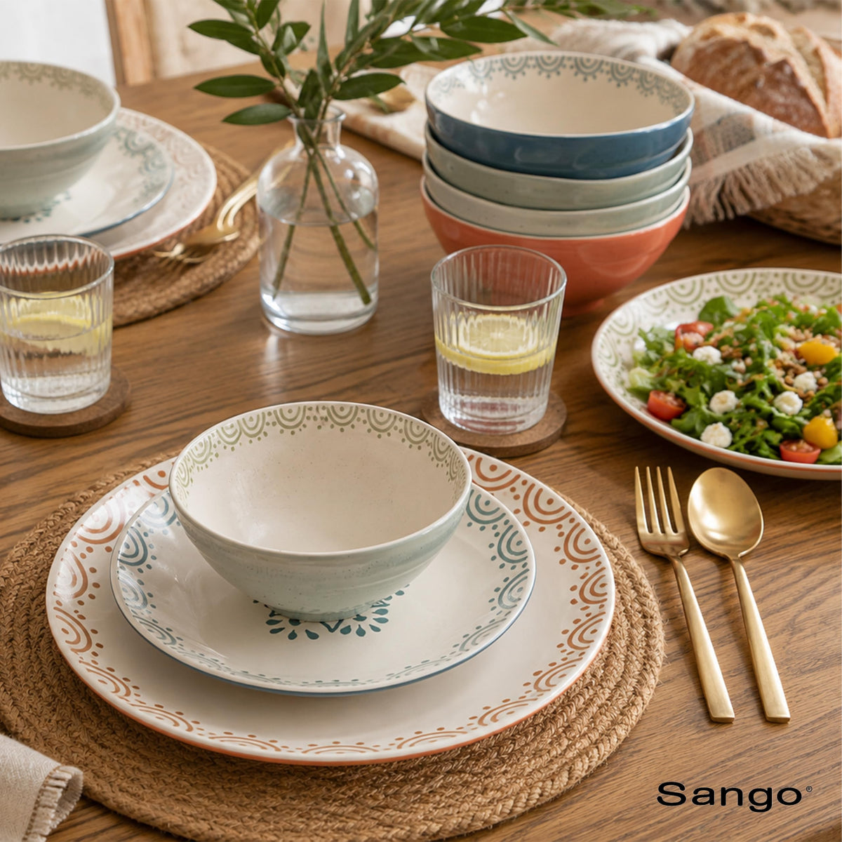 12-Piece Speckled Stoneware Dinnerware Set for 4 L20565
