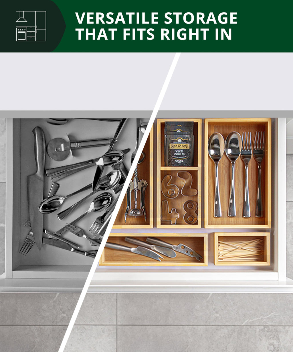 5-Piece Bamboo Drawer Organizer Set H98722