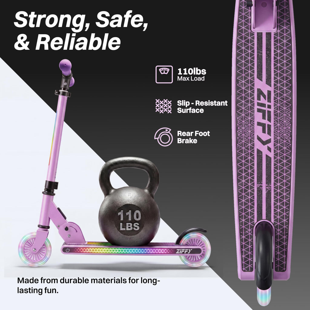 Light Up 2 Wheel Foldable Kids Kick Scooter with Adjustable Height Y29752