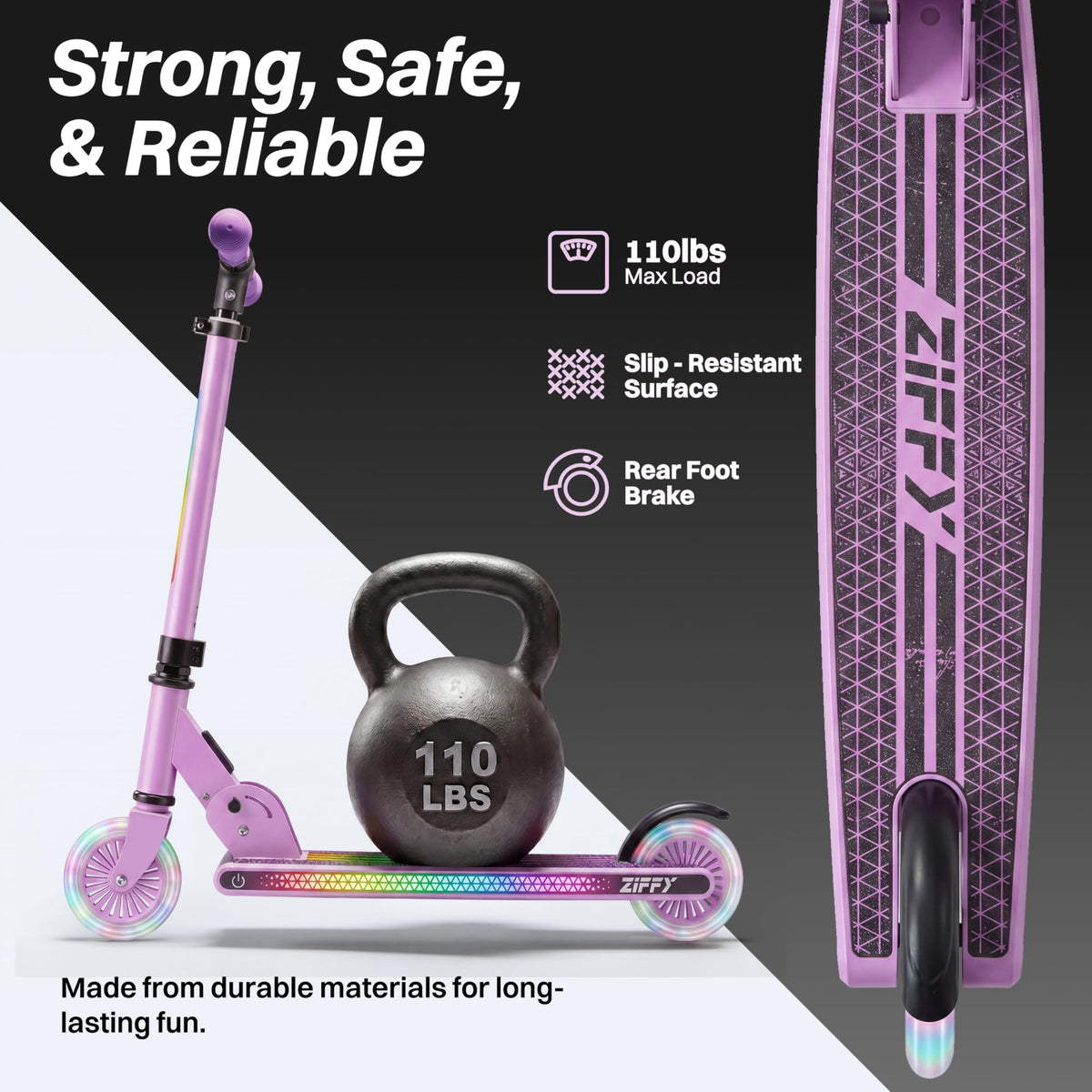 Light Up 2 Wheel Foldable Kids Kick Scooter with Adjustable Height Y29752
