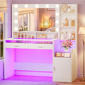 White Vanity Desk with Mirror and Lights I586987