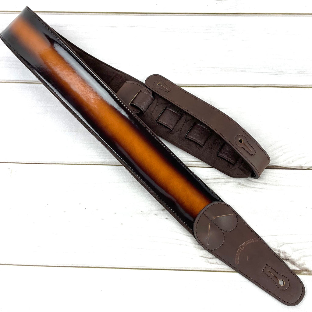 Sunburst Finish Guitar Strap with Pick Pockets & Padded Velour Back T20490