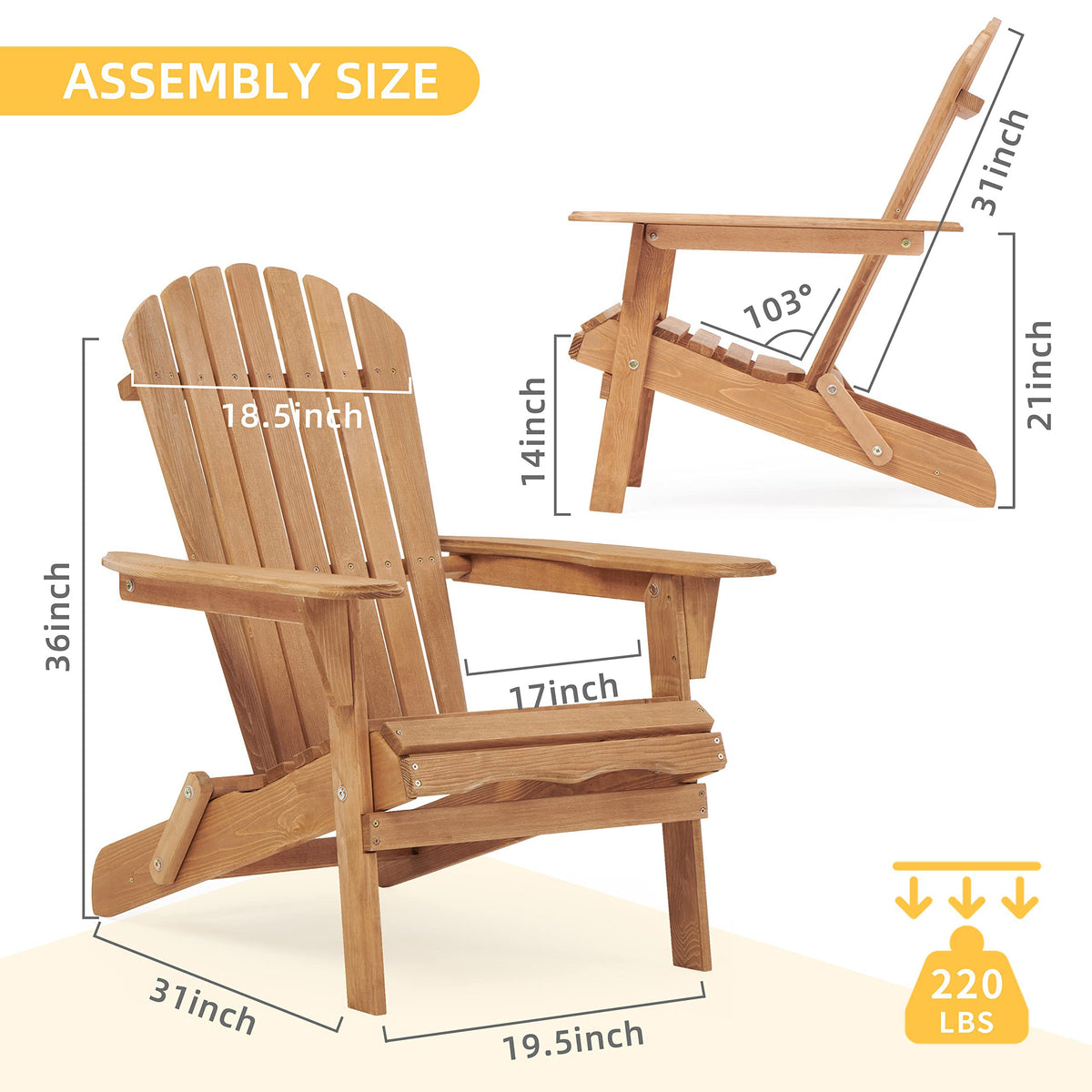 Cedar Folding Adirondack Chair Set of 2 M99979