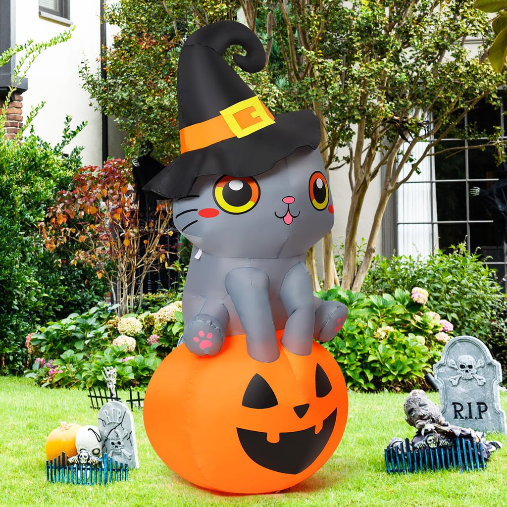 6 FT Halloween Inflatables Cat with Built-in LEDs E800799