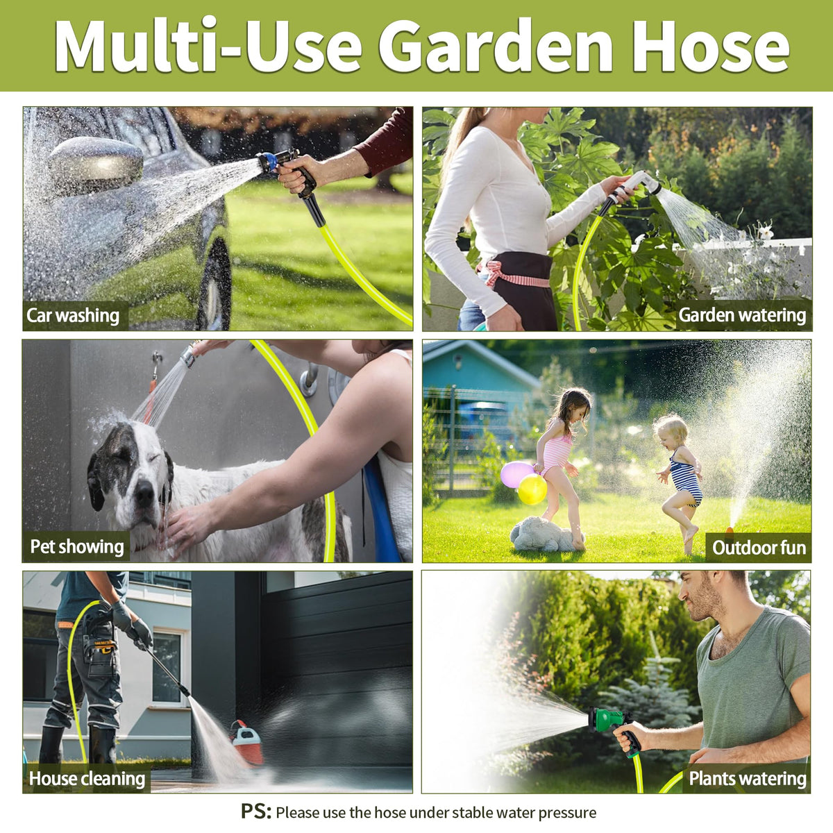 100FT x 5/8" Lightweight Hybrid Rubber Garden Hose J6754