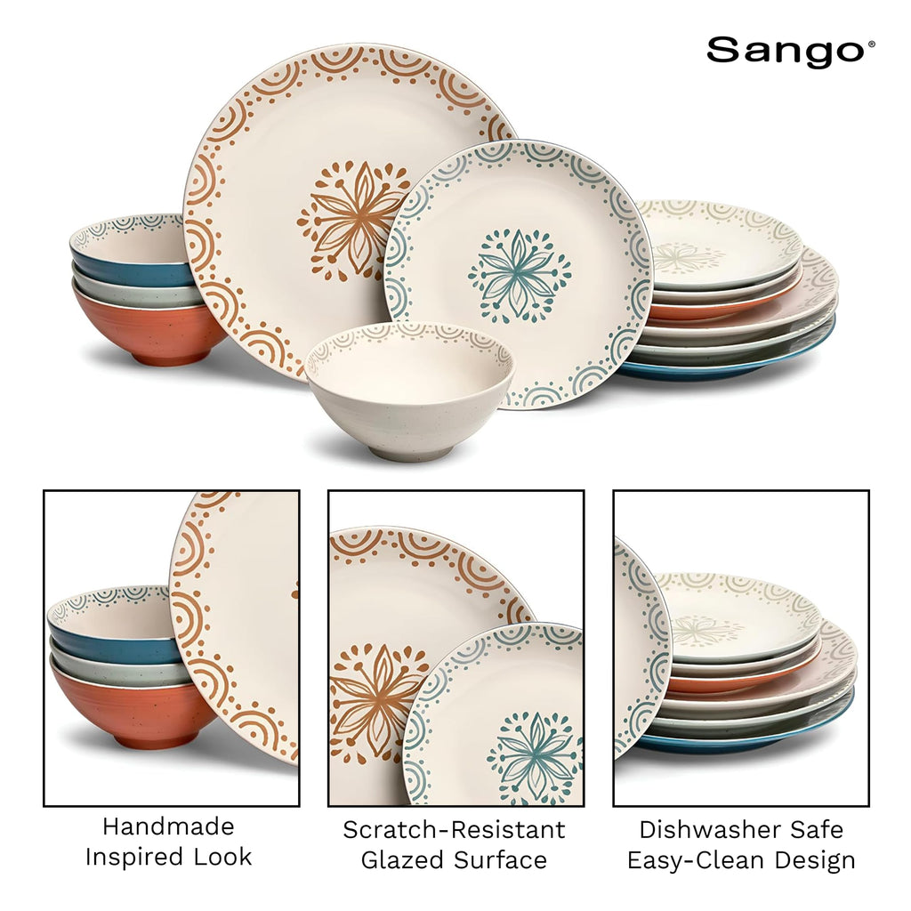 12-Piece Speckled Stoneware Dinnerware Set for 4 L20565