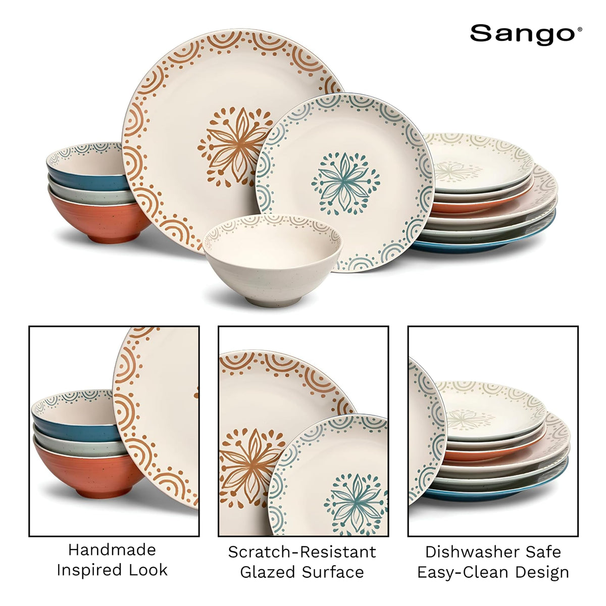12-Piece Speckled Stoneware Dinnerware Set for 4 L20565