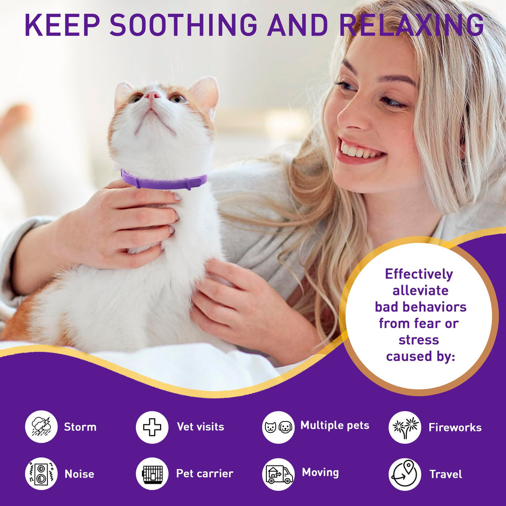 4 Pack Adjustable Water Resistant Calming Collar for Cats U511