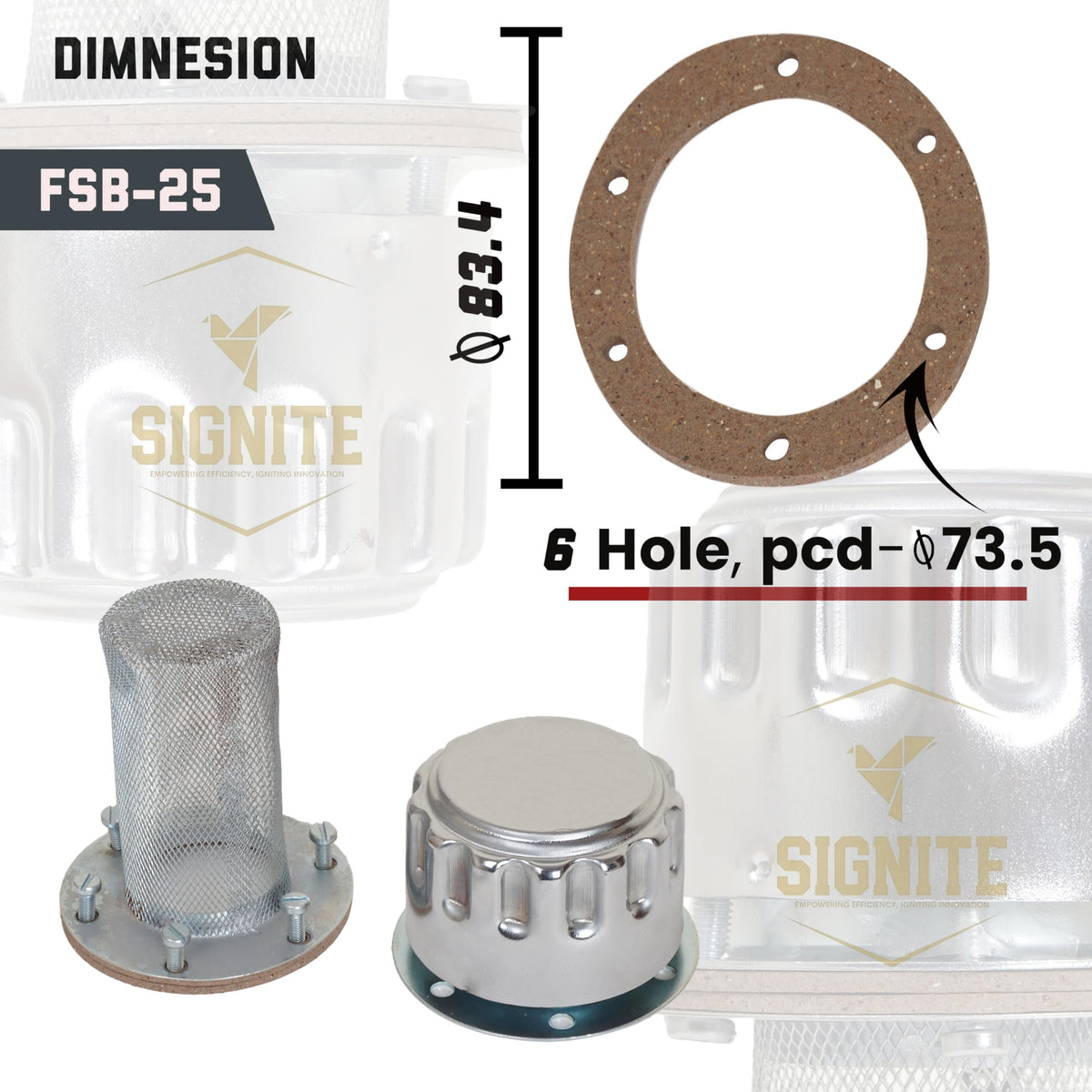 Flange Type Breathers Cap 25CFM/720 LPM 40 Micron Filtration 6 Hole Chrome Steel Alloy O147