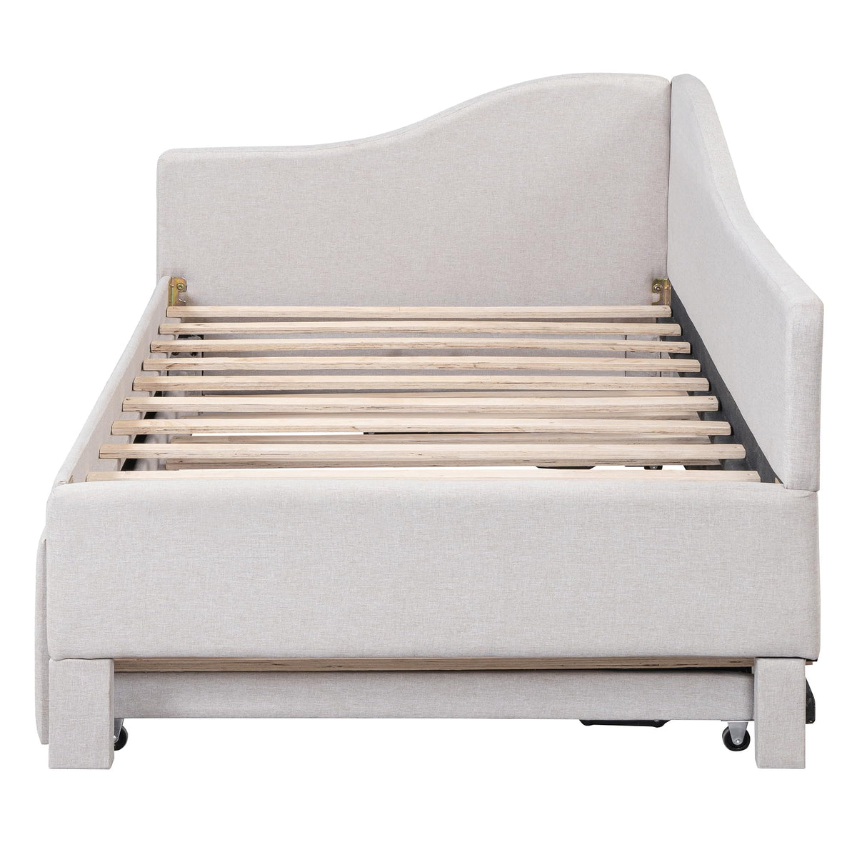 Twin Size Upholstered Linen Daybed with Pop up Trundle I6709