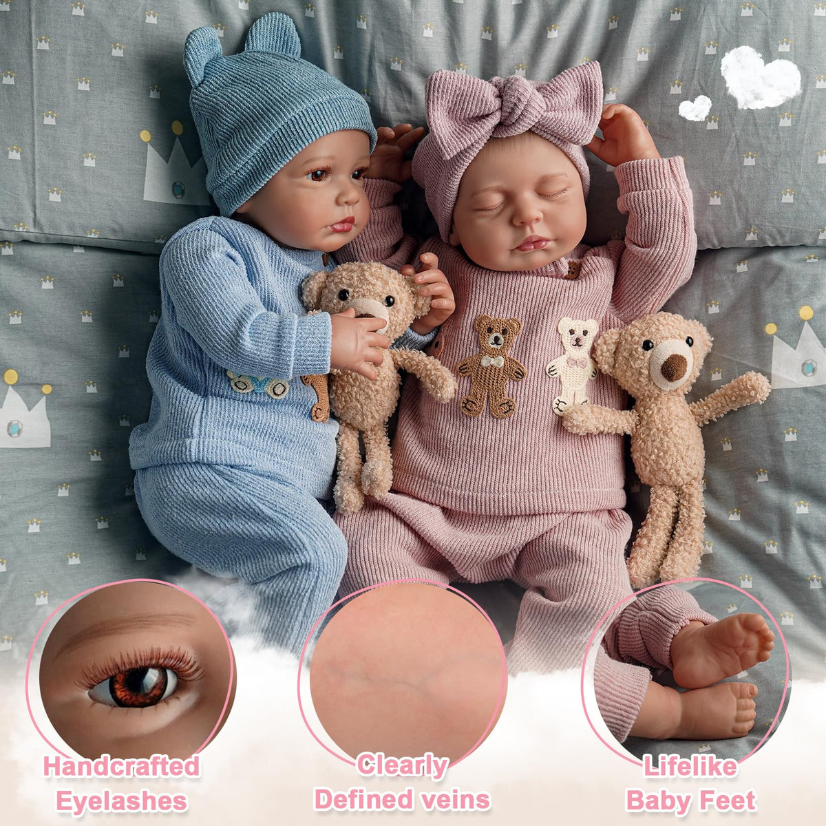 20 Inch Lifelike Reborn Baby Dolls Twins B88628