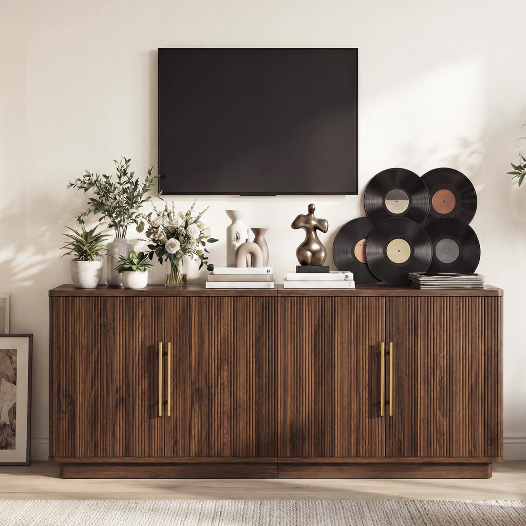 70" TV Stand with 4 Fluted Doors H628116