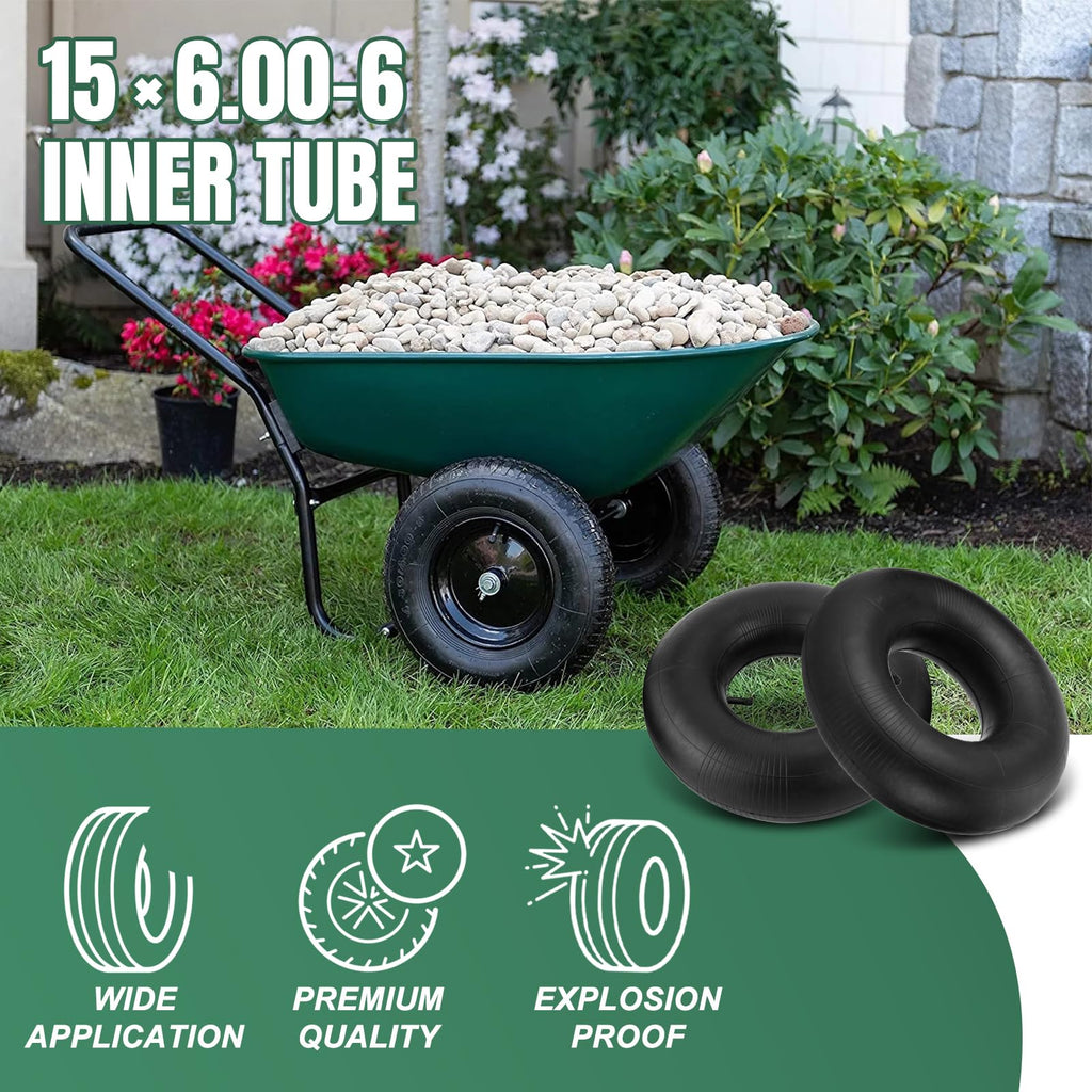 15x6.00-6 Inner Tube with Straight Valve Stem 2-Pack L1681