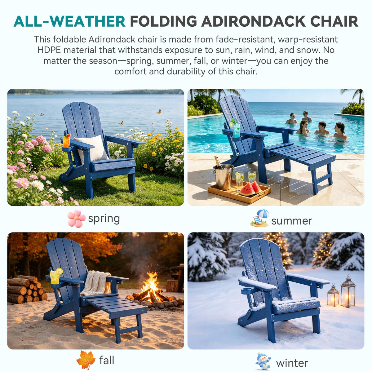 Folding Adjustable Adirondack Chairs Set of 2 with Footrest V52780