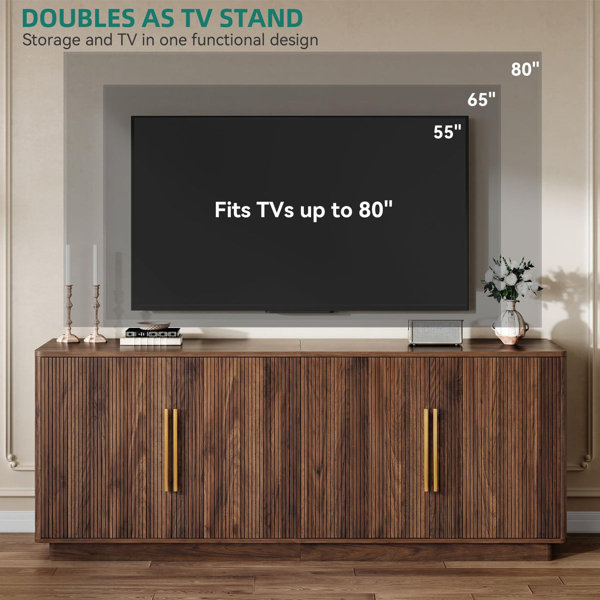 70" TV Stand with 4 Fluted Doors H628116