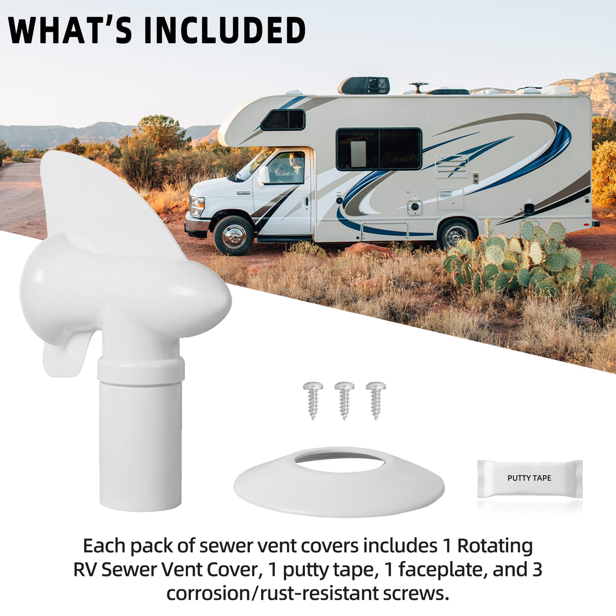 White RV Rotating Sewer Plumbing Vent Cover P813