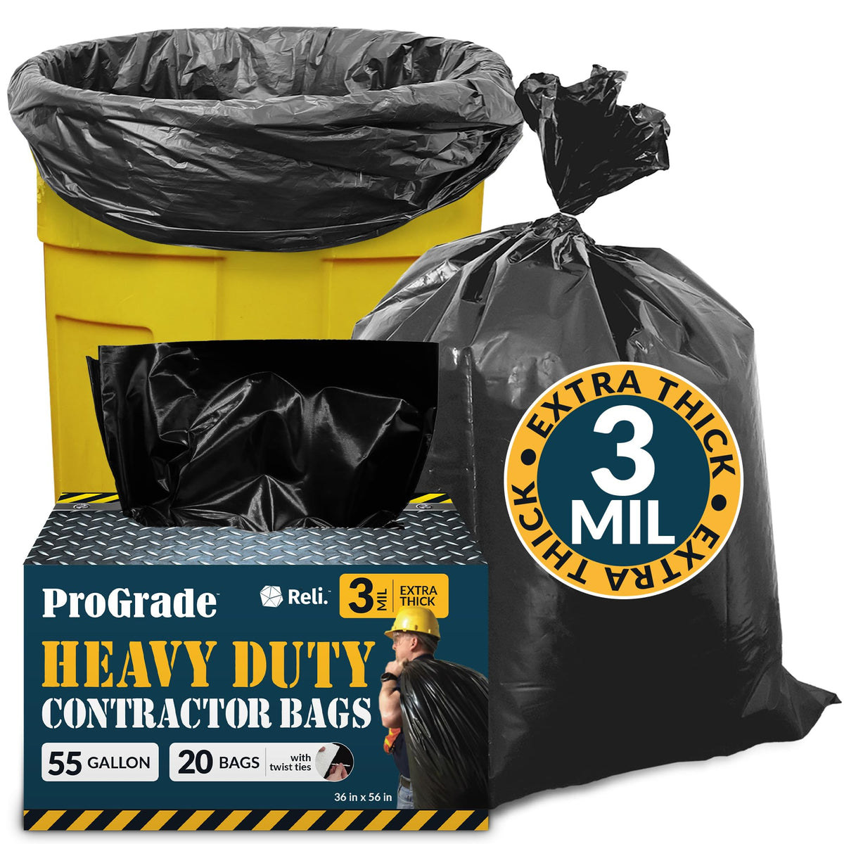 55 Gallon Heavy Duty Trash Bags V677