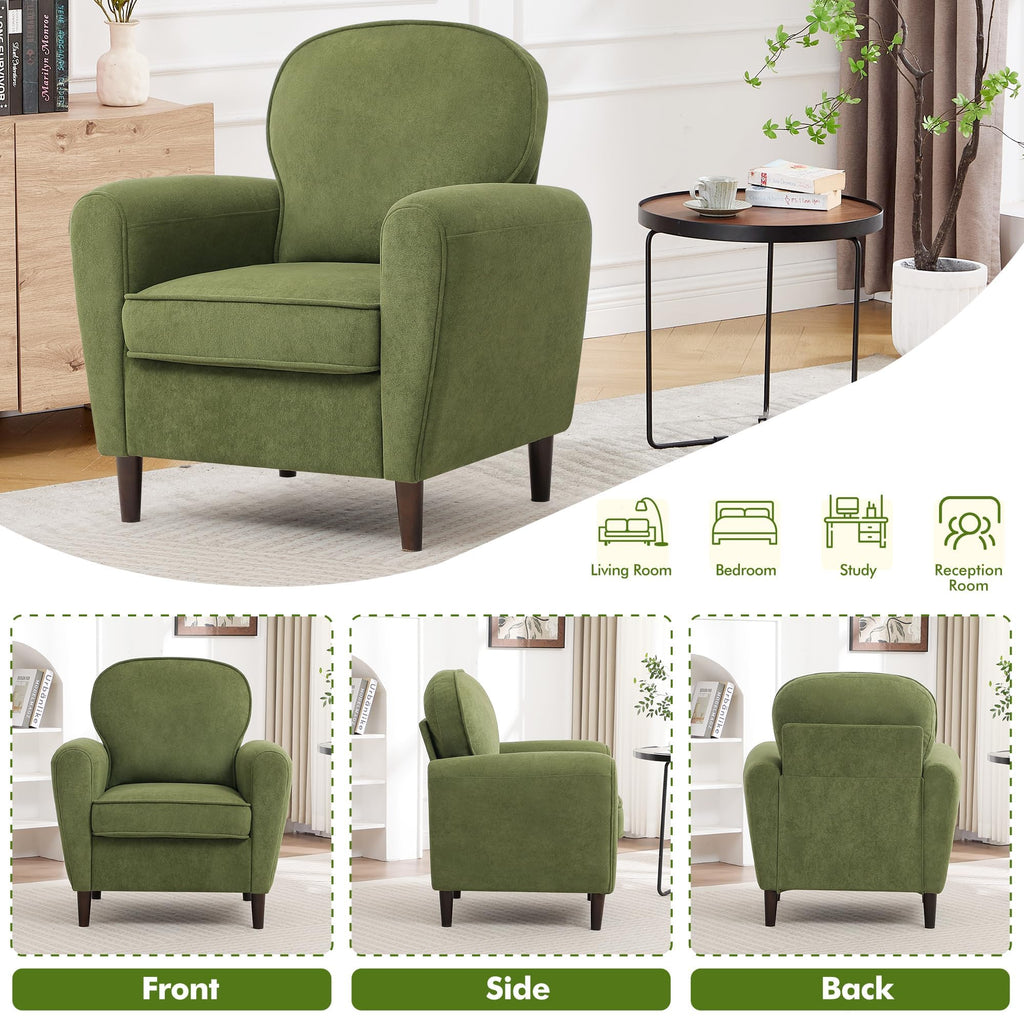 Green Mid Century Modern Upholstered Accent Chair Set of 2 D76934