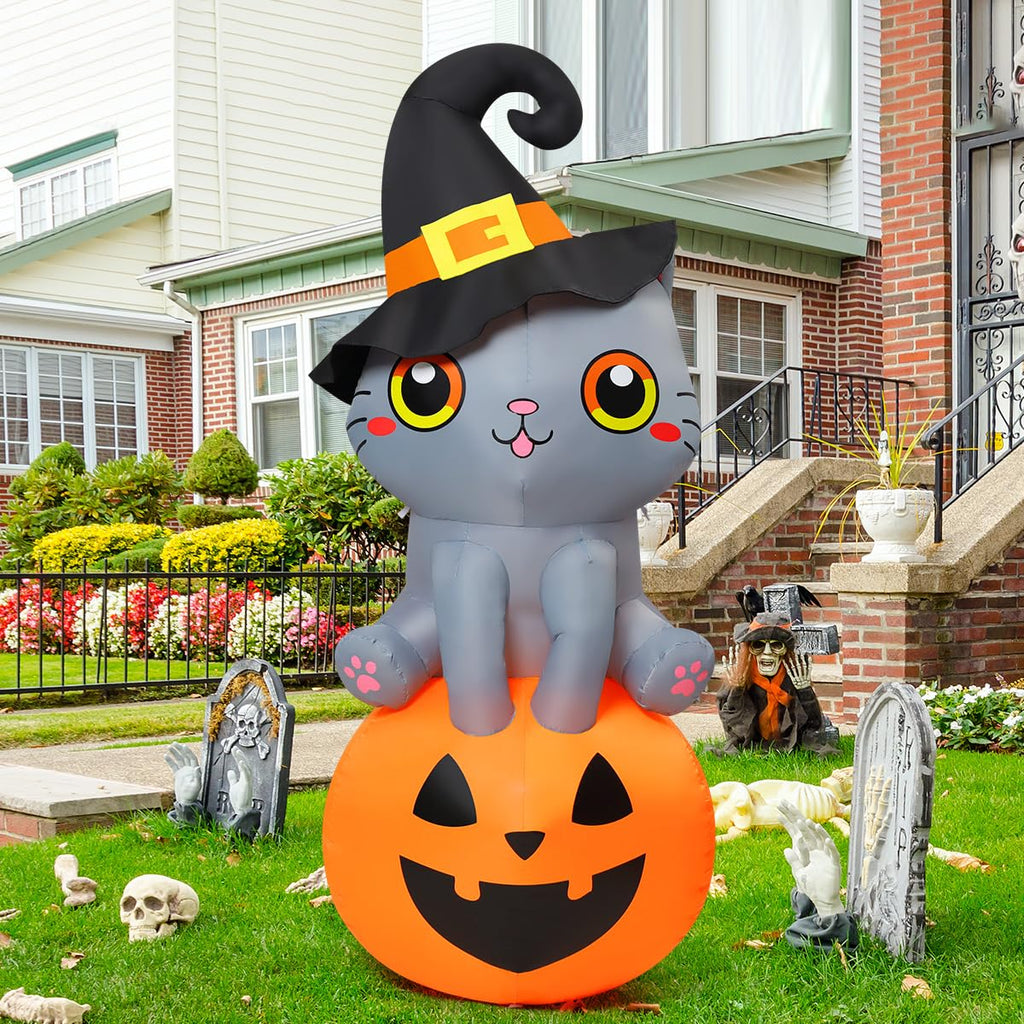 6 FT Halloween Inflatables Cat with Built-in LEDs E800799