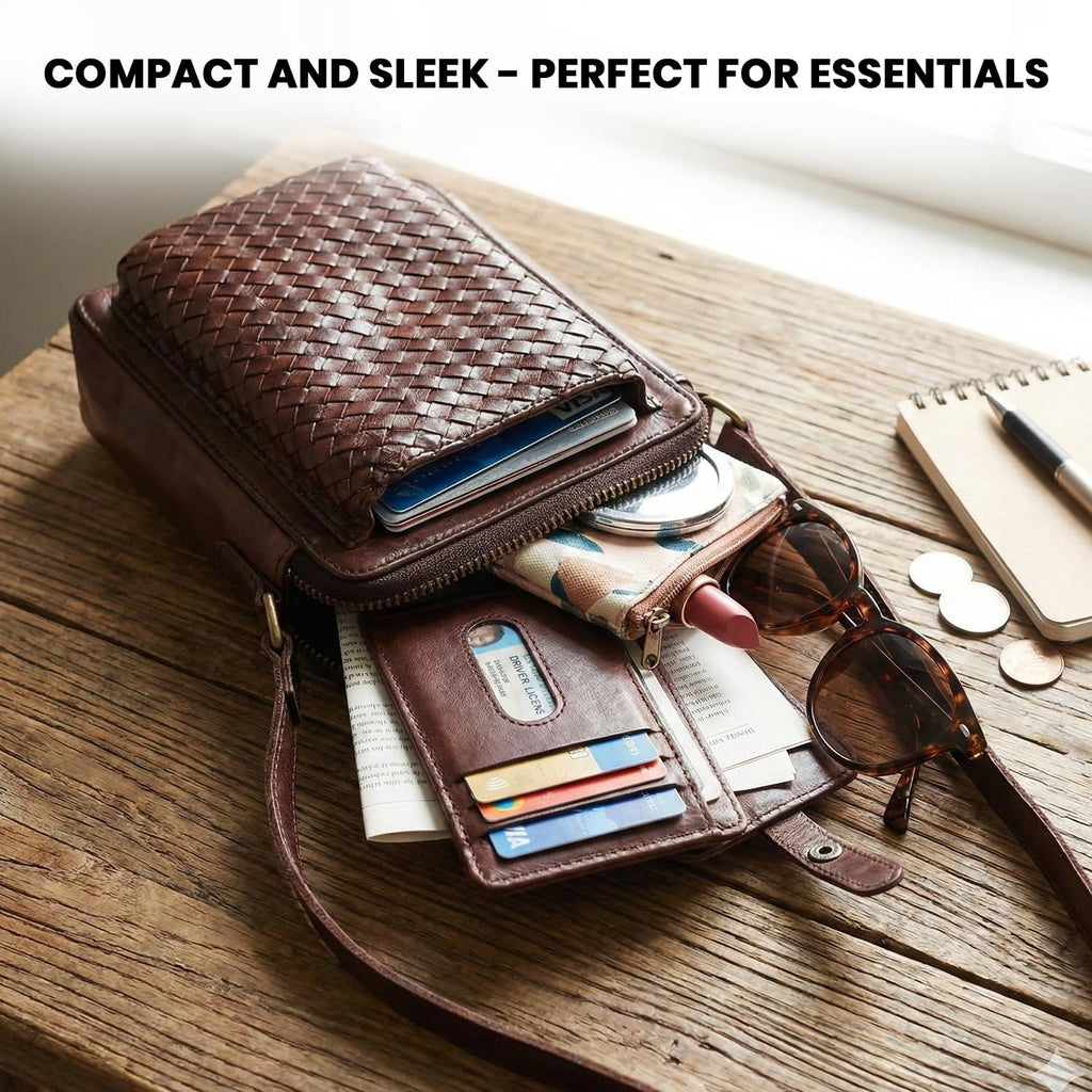 Genuine Leather Small Crossbody Bag with Adjustable Detachable Strap T704