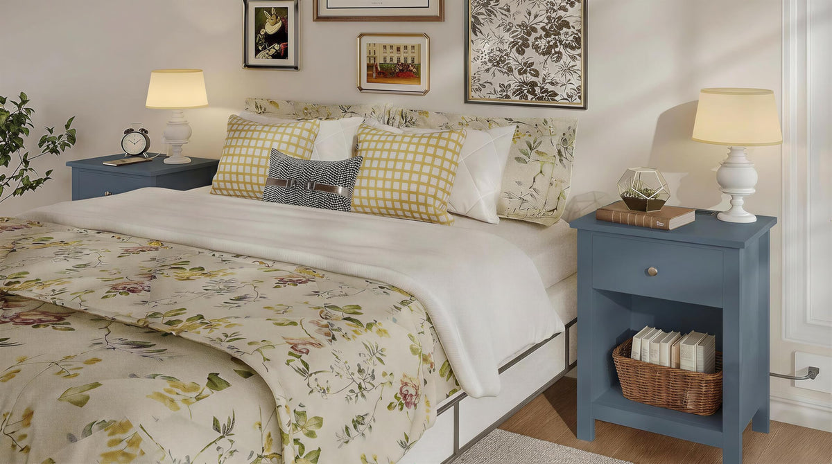Farmhouse Nightstand with Charging Station Set of 2 S3893