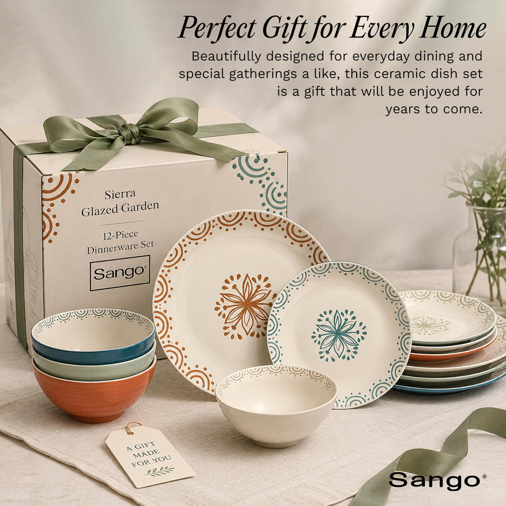 12-Piece Speckled Stoneware Dinnerware Set for 4 L20565